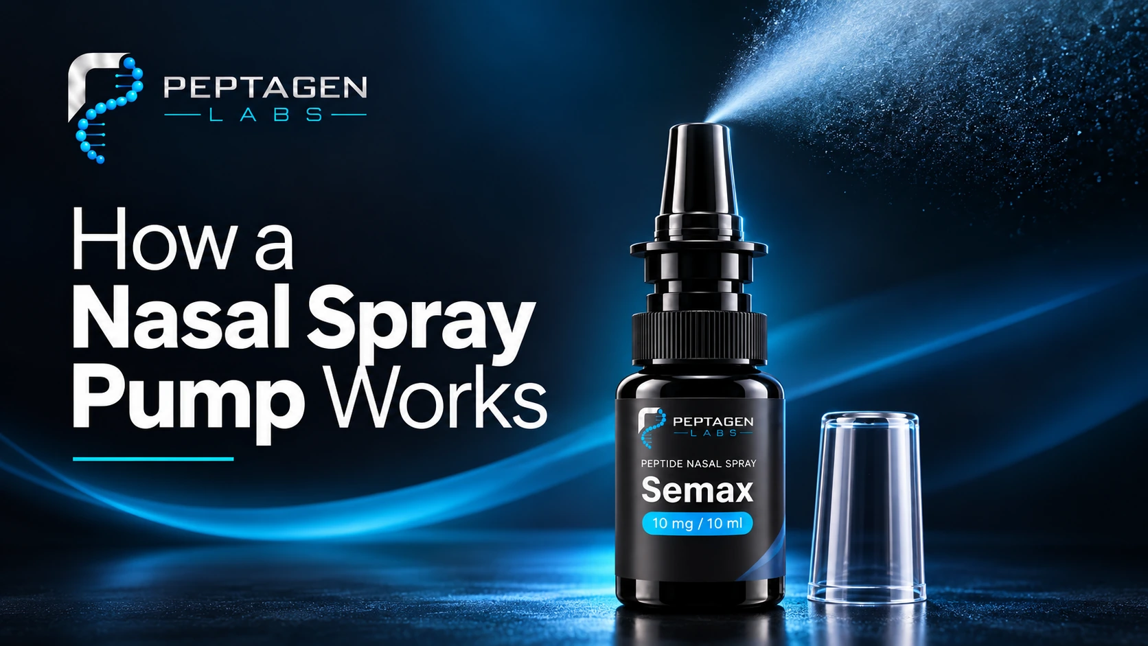 Editorial illustration accompanying a guide to evaluating nasal spray pump performance